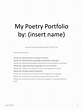 PPT - My Poetry Portfolio by: (insert name) PowerPoint Presentation ...