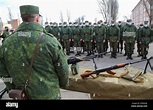 Donezk, Ukraine. April 2021. Wehrpflichtige besuchen eine Klasse an der ...