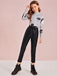 SHEIN Girls Elastic Waist Belted Leather Look Pants | Girl fashion ...