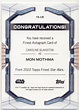 2022 Topps Star Wars Finest Autograph Blakiston Mon Mothma Gold ...