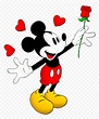 Classic Mickey Mouse Holding Red Rose PNG | Citypng