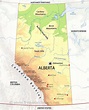 Physical map of Alberta