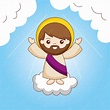 Jesús en la nube entre el cielo. la ascensión de jesús al cielo ...