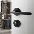 美式黑色臥室門鎖室內門把手家用通用型靜音房門鎖兩件式磁吸木門鎖