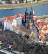 Meißen von oben - Burganlage des Schloss Albrechtsburg mit dem ...