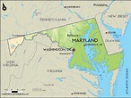 Geographical Map of Maryland and Maryland Geographical Maps