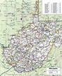 Large detailed administrative map of West Virginia state with roads and ...
