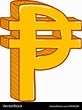 Cartoon gold philippine currency symbol pesos sign