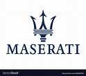 Maserati logo brand symbol with name blue design Vector Image