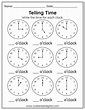16 Telling Time to the Hour Worksheet, Kindergarten, First Grade ...