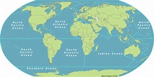 Border of seas and oceans in the earth(sea and oceans boundaries ...