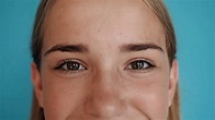 Close up of a teen cute girl face. Portrait shot. Close-up face of a ...