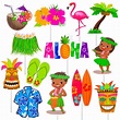 32 Pcs Hawaii Aloha Luau Cupcake Toppers Hawaiian Tropical Summer Theme ...