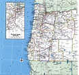 Free map of Oregon showing county with cities and road highways