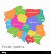 Mapa de Polonia, división administrativa República de Polonia, estados ...