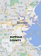 Suffolk County on the satellite map of Massachusetts 2024. Actual ...