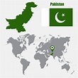 Pakistan Map on a World Map with Flag and Map Pointer. Vector ...