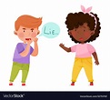 Little boy telling lie to his agemate girl Vector Image