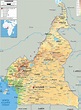 Large detailed physical map of Cameroon with all cities, airports and ...