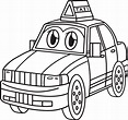 taxi con vehículo cara página para colorear para niños 10002441 Vector ...