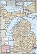 State Map of Michigan state with the counties and the county seats