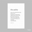 Fire and Ice by Robert Frost Poem Print Poetry Print Gift - Etsy UK