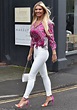 Christine McGuinness wears skintight white PVC leggings in Cheshire ...