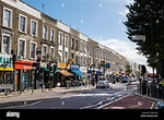 Shops and road, Archway, London, England Stock Photo - Alamy