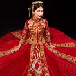 Long Sleeve Chinese Traditional Wedding Dress Women Phoenix Embroidery ...