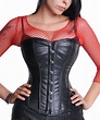 Overbust Corset Black Genuine Leather Gothic F8809 | buy online ...