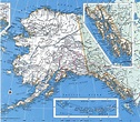 Alaska state county map with cities roads towns counties highways