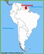 Suriname location on the South America map - Ontheworldmap.com