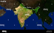 Highlighted Satellite Image Of India With New Delhi Highlighted Stock ...