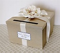 Wedding Card Box White Champagne Gold Money Holder Customizable ...