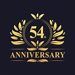 Diseño del 54 aniversario, lujoso logotipo del aniversario de 54 años ...