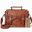 Women Small Shoulder Bag Brown Hollow Out Satchel Bag Lace Briefcase ...