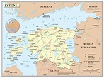 Large detailed political map of Estonia with roads, railroads, cities ...
