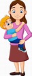 madre de dibujos animados con un niño en brazos 8389784 Vector en Vecteezy