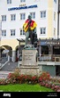 Statue of Luitpold, Prince Regent of Bavaria with national flag on the ...