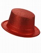 Sombrero de copa de plástico con brillantina rojo adulto: Accesorios,y ...