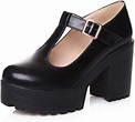 Susanny PU Round Toe Platform Shoes Women's Chunky High Heel Waterproof ...