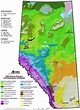 Map of Alberta illustrating the natural region (vegetation zone ...