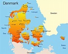 Cities map of Denmark - OrangeSmile.com