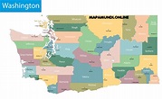 ⊛ Mapa de Washington 🥇 Político y Físico Imágenes HD | 2023