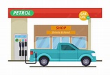 Gasolinera o gasolinera. ilustraciones vectoriales en estilo de dibujos ...