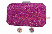 Clutch de fiesta original multicolor con piedras y cristales