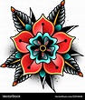 Old school tattoo flower Royalty Free Vector Image