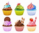 conjunto de deliciosos cupcakes ilustración de dibujos animados 7817638 ...