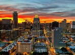 Stunning sunset in downtown Austin, TX