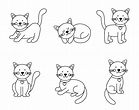 conjunto de gatos lindos en estilo de dibujos animados. página para ...
